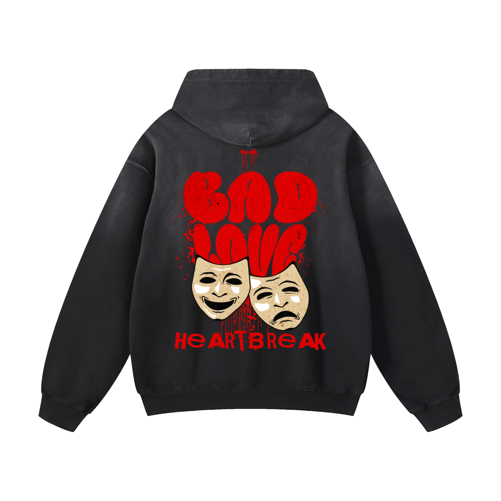 Black Sunfade Bad Love Heavyweight Oversized Hoodie