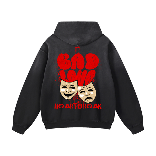 Black Sunfade Bad Love Heavyweight Oversized Hoodie