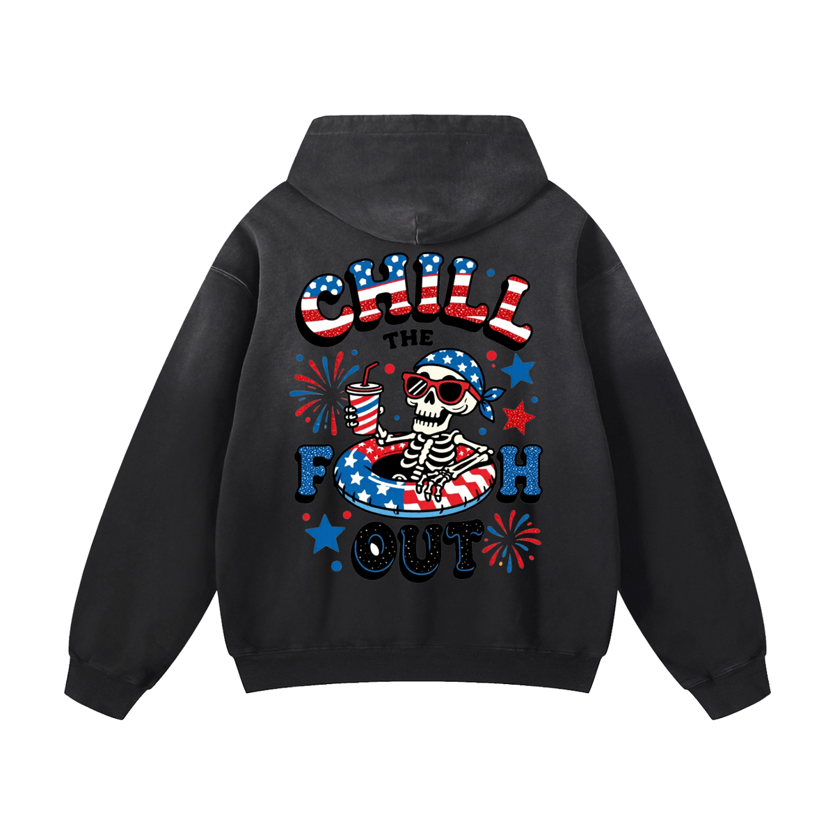 Black Sunfade Chill Out Heavyweight Oversized Hoodie
