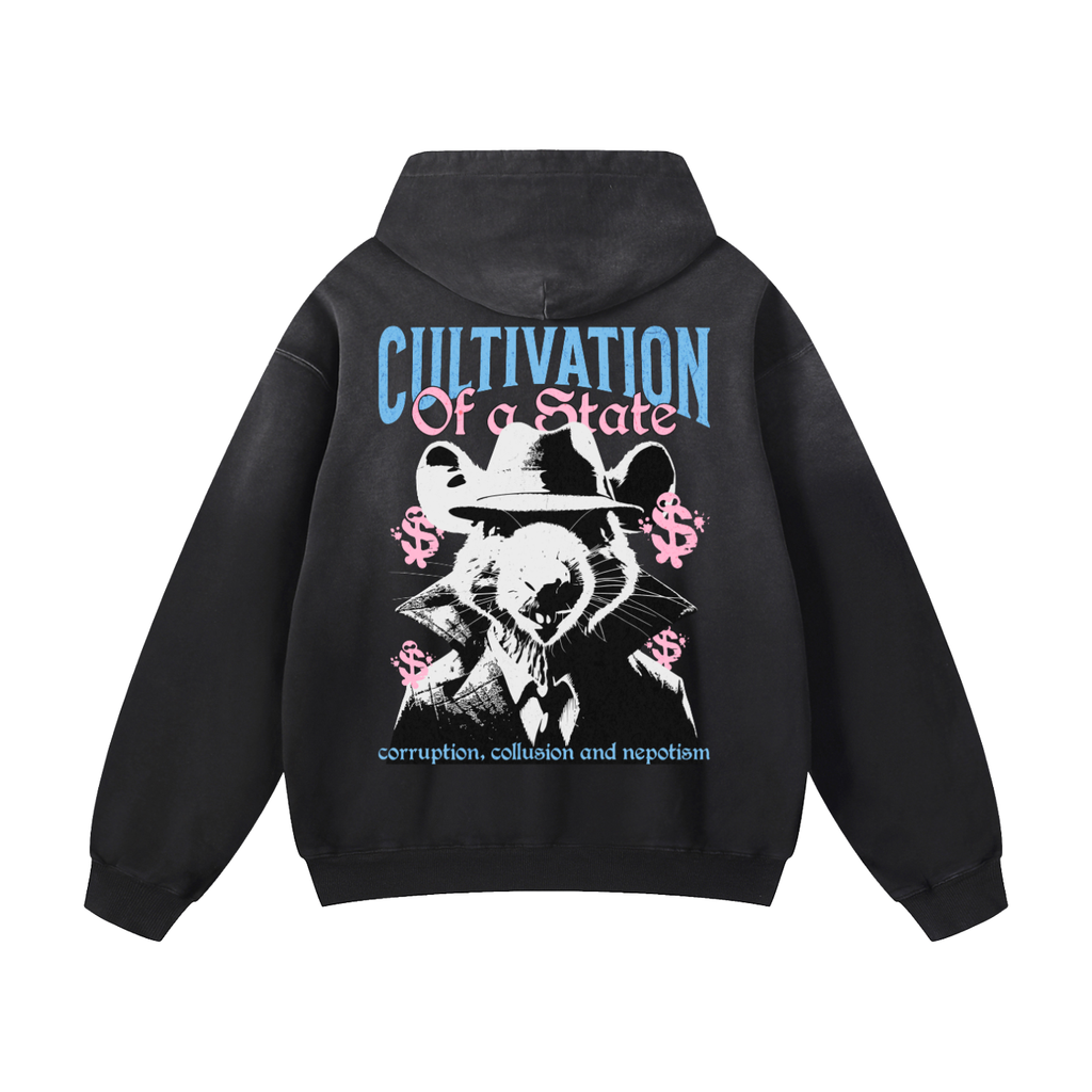 Black Sunfade Cultivation Heavyweight Oversized Hoodie