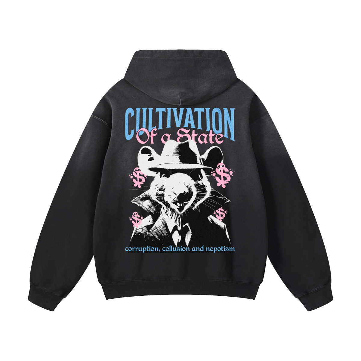 Black Sunfade Cultivation Heavyweight Oversized Hoodie