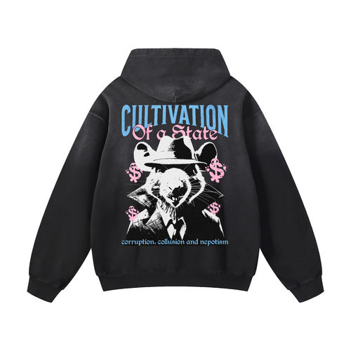 Black Sunfade Cultivation Heavyweight Oversized Hoodie