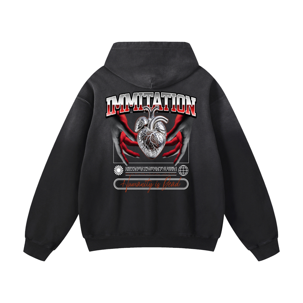 Black Sunfade Dead Humanity Heavyweight Oversized Hoodie