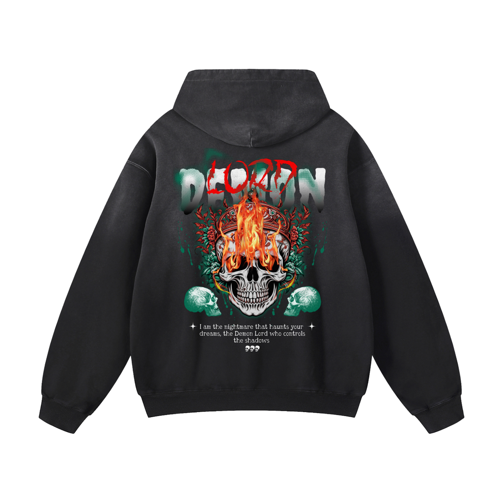 Black Sunfade Demon Lord Heavyweight Oversized Hoodie