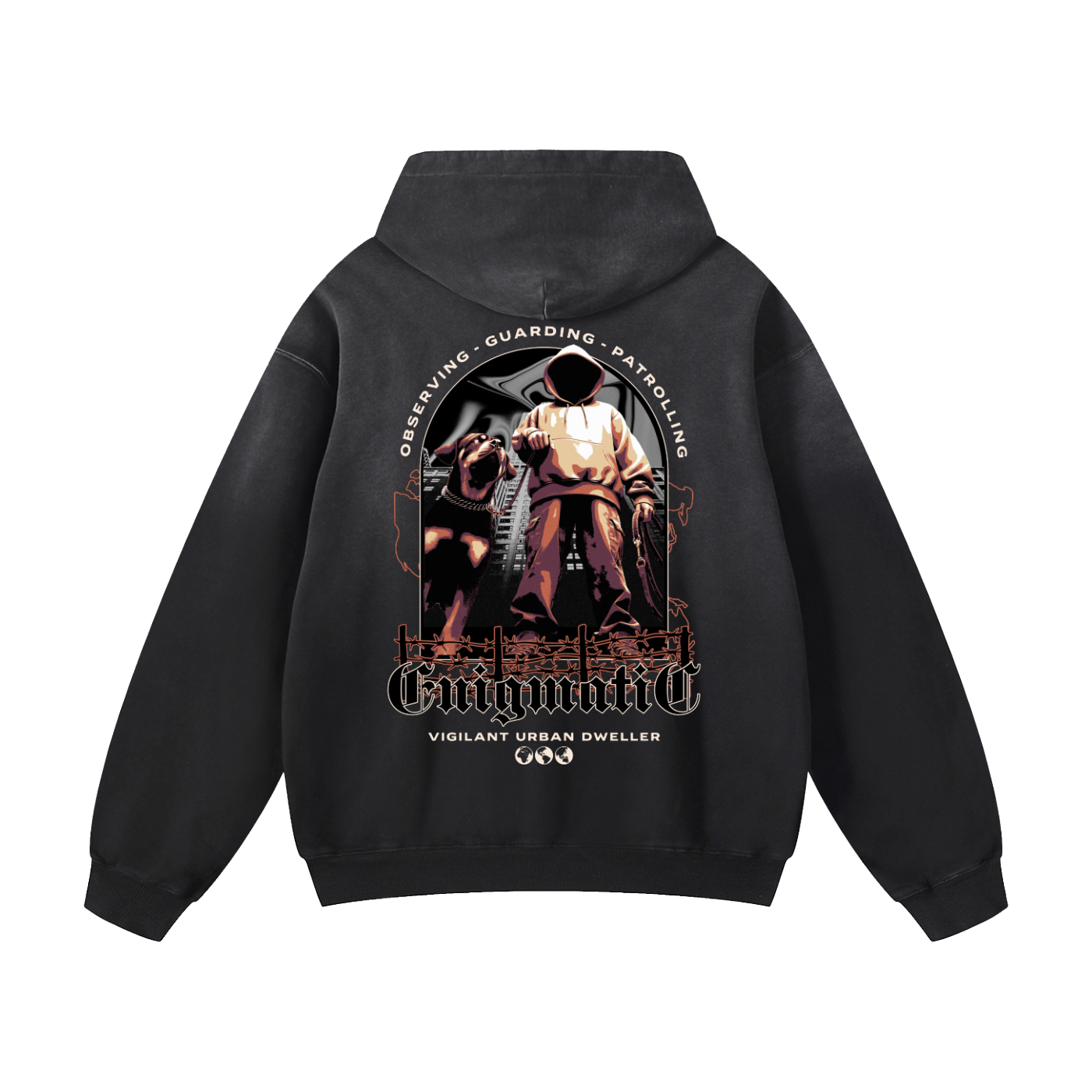 Black Sunfade Enigmatic Heavyweight Oversized Hoodie