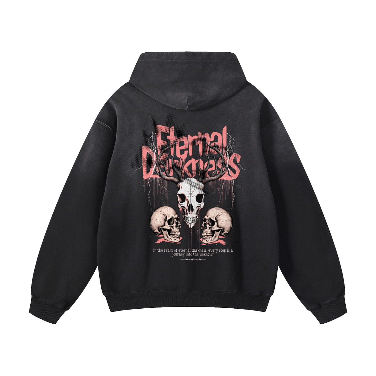 Black Sunfade Eternal Darkness Heavyweight Oversized Hoodie