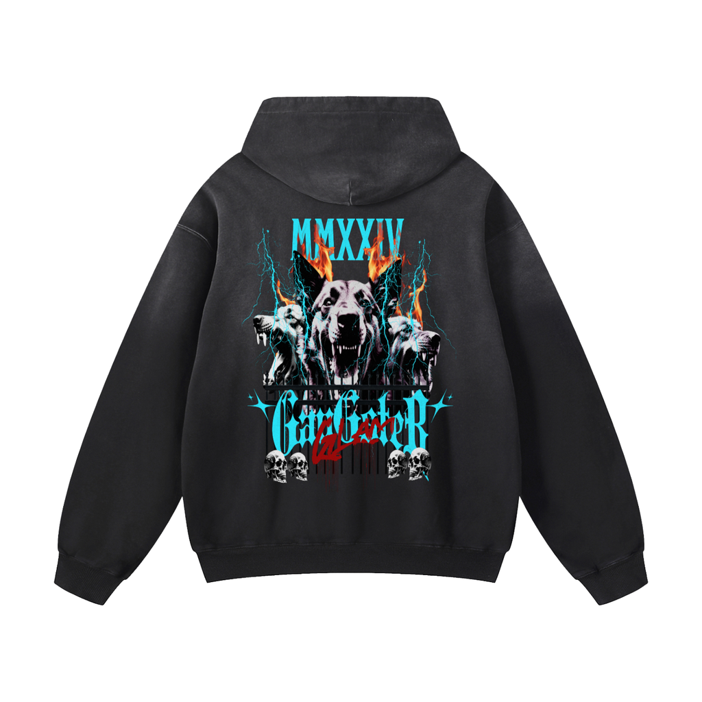 Black Sunfade Gangster Glam Heavyweight Oversized Hoodie