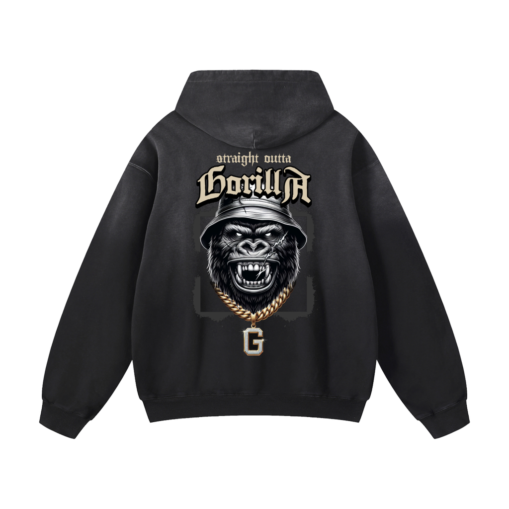 Black Sunfade Gorilla Heavyweight Oversized Hoodie