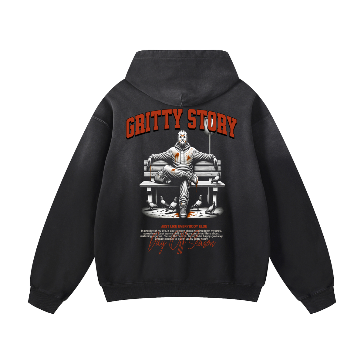 Black Sunfade Gritty Story Heavyweight Oversized Hoodie