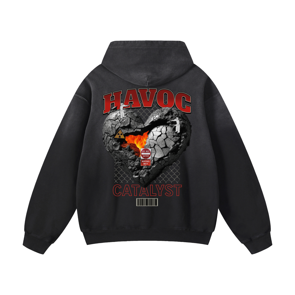 Black Sunfade Havoc Heavyweight Oversized Hoodie
