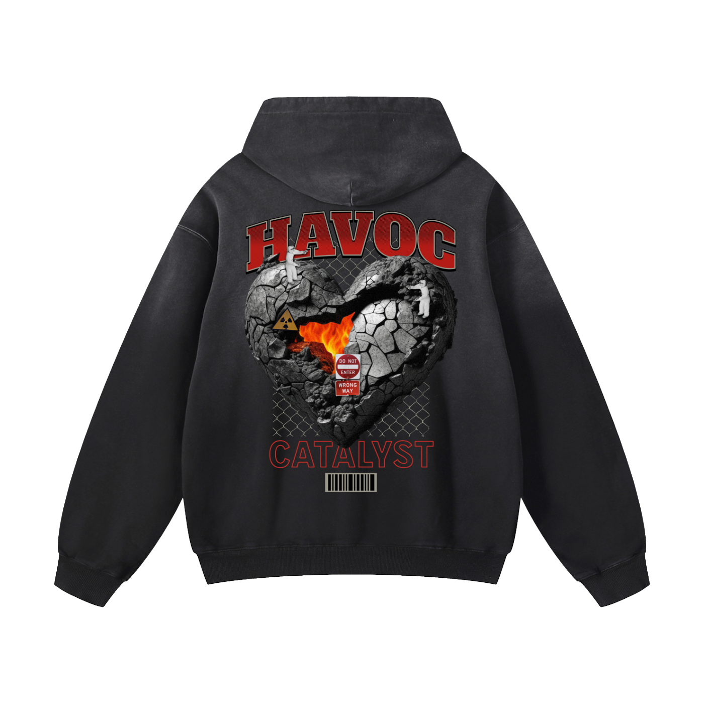 Black Sunfade Havoc Heavyweight Oversized Hoodie
