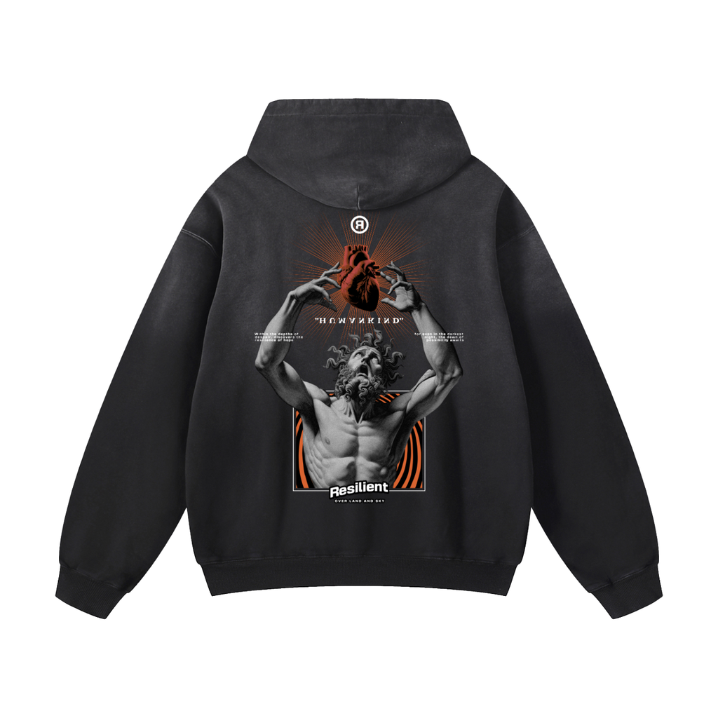 Black Sunfade Humankind Heavyweight Oversized Hoodie
