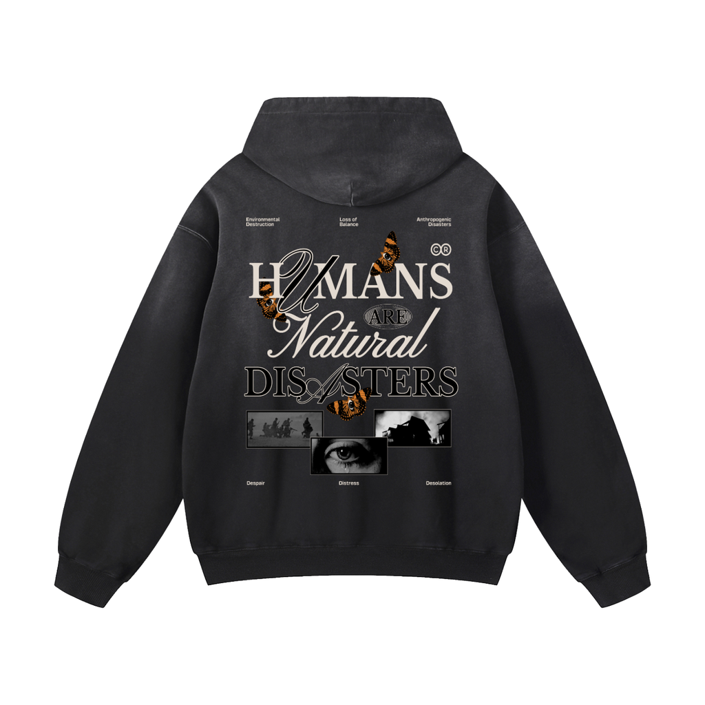 Black Sunfade Humans Are Natural Disaster Heavyweight Oversized Hoodie