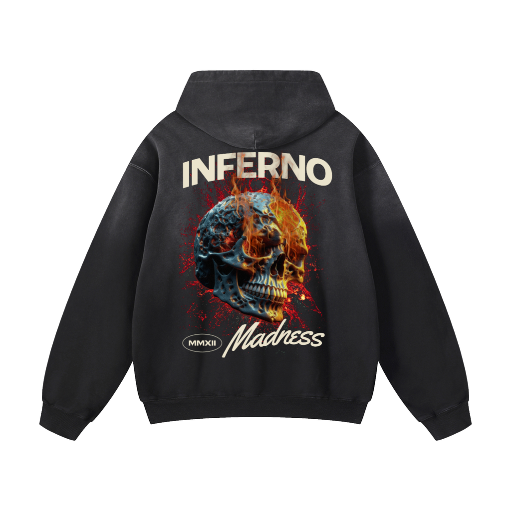 Black Sunfade Inferno Heavyweight Oversized Hoodie