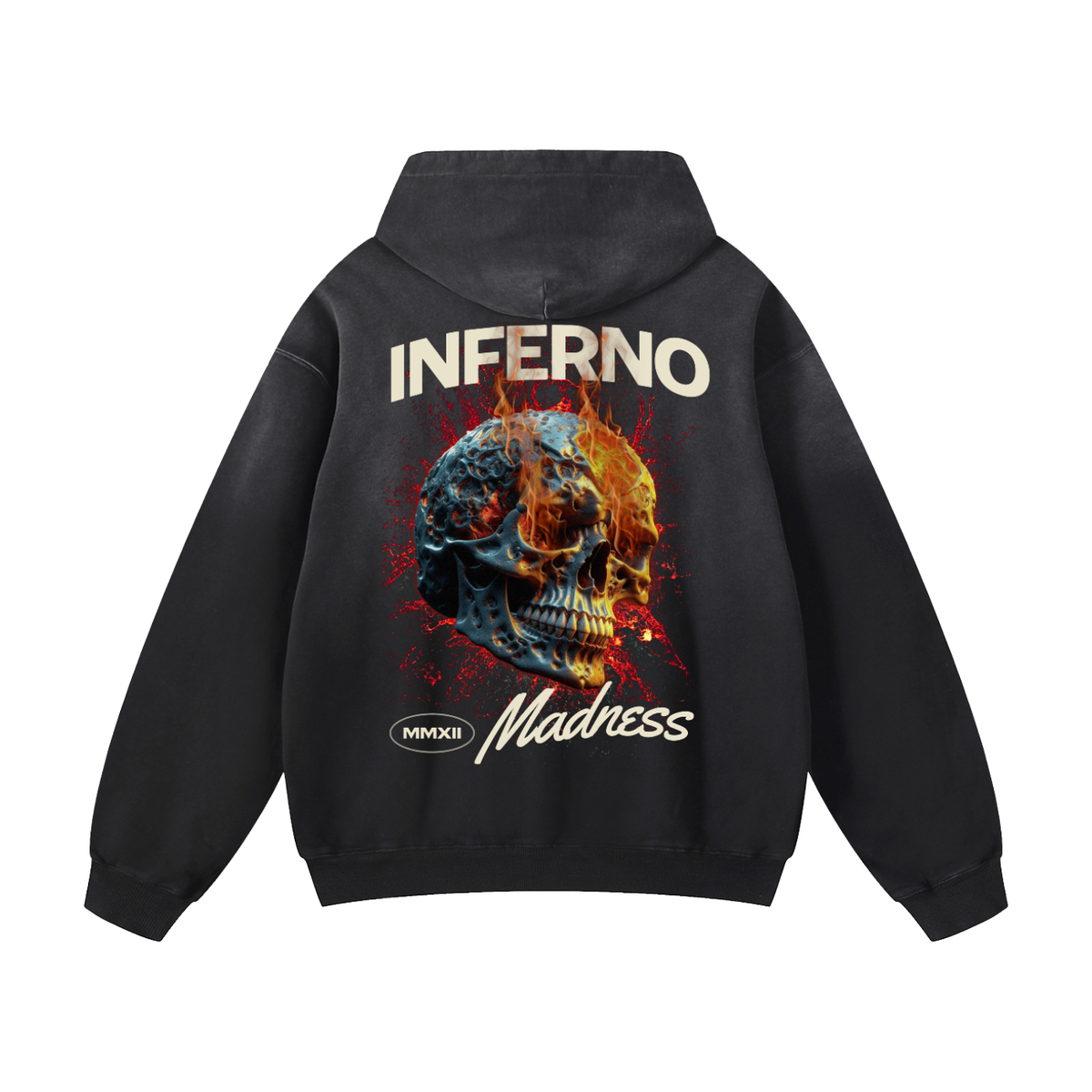 Black Sunfade Inferno Heavyweight Oversized Hoodie