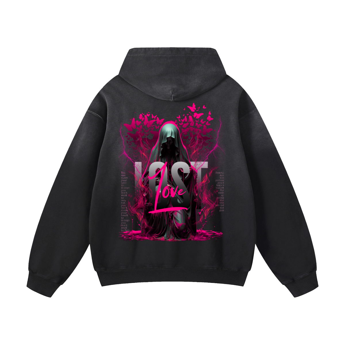 Black Sunfade Lost Love Heavyweight Oversized Hoodie