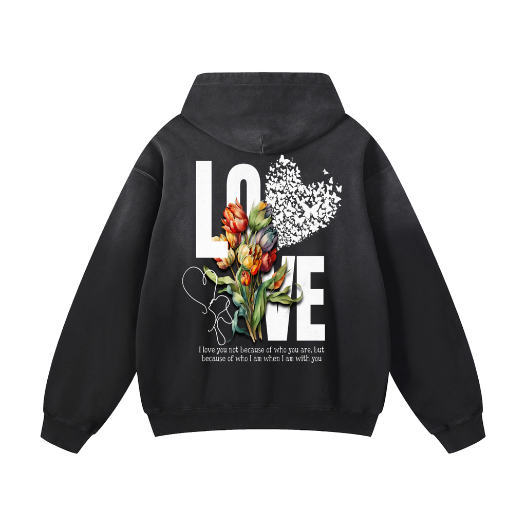 Black Sunfade Love Heavyweight Oversized Hoodie