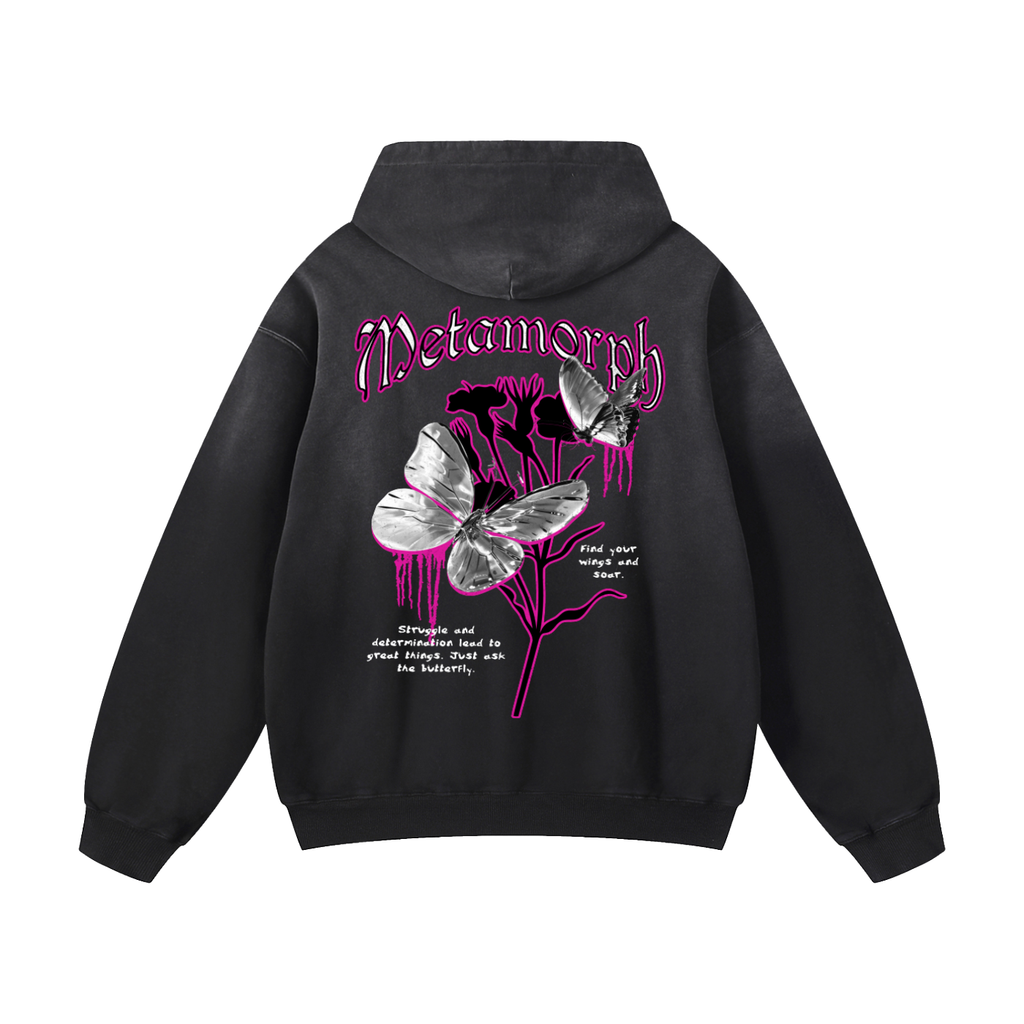 Black Sunfade Metamorph Heavyweight Oversized Hoodie