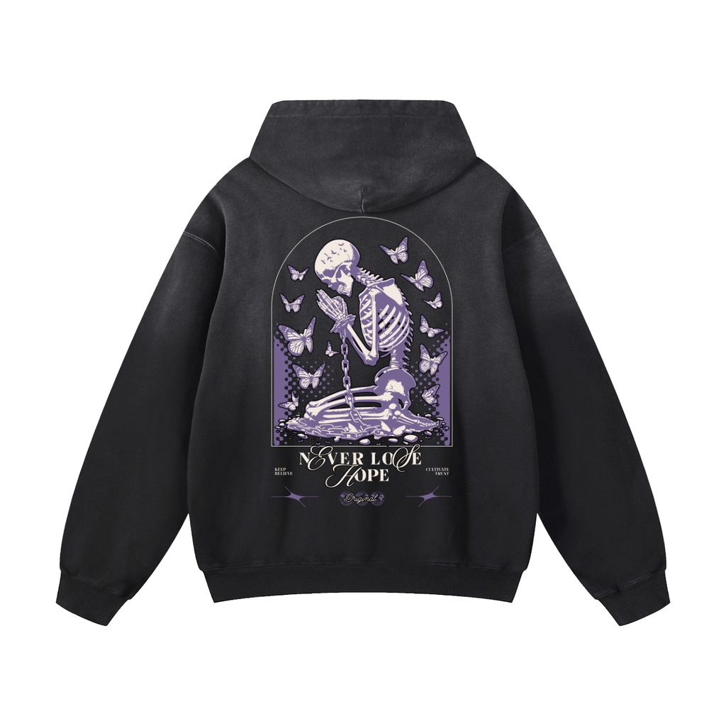 Black Sunfade Never Lose Hope Heavyweight Oversized Hoodie