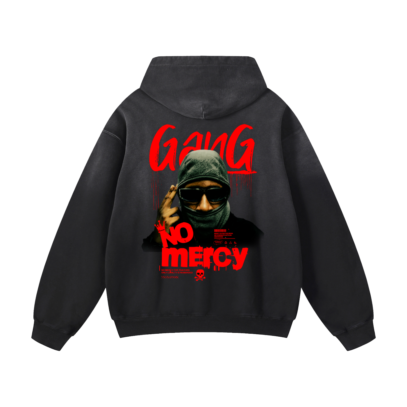 Black Sunfade No Mercy Heavyweight Oversized Hoodie