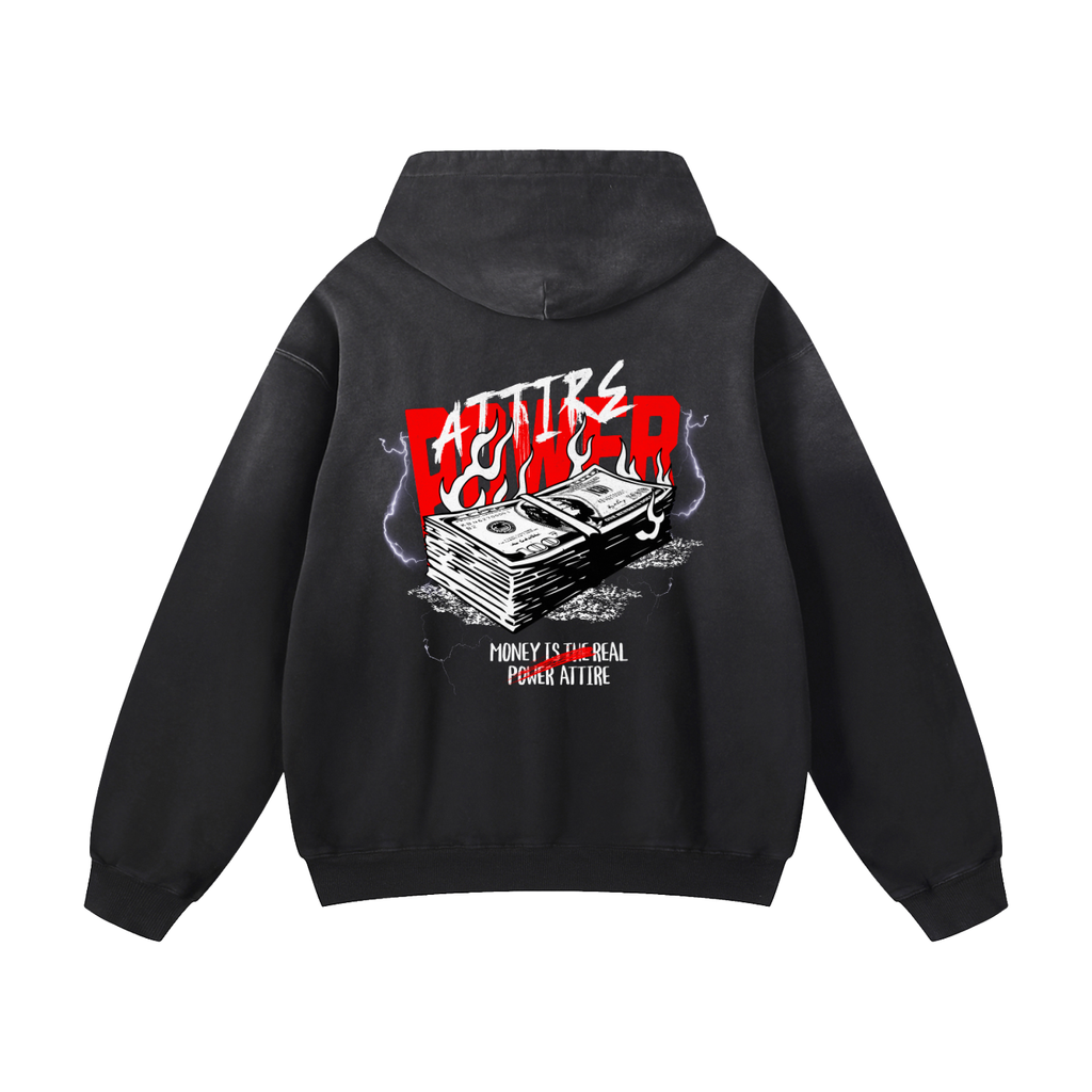 Black Sunfade Power Attire Heavyweight Oversized Hoodie