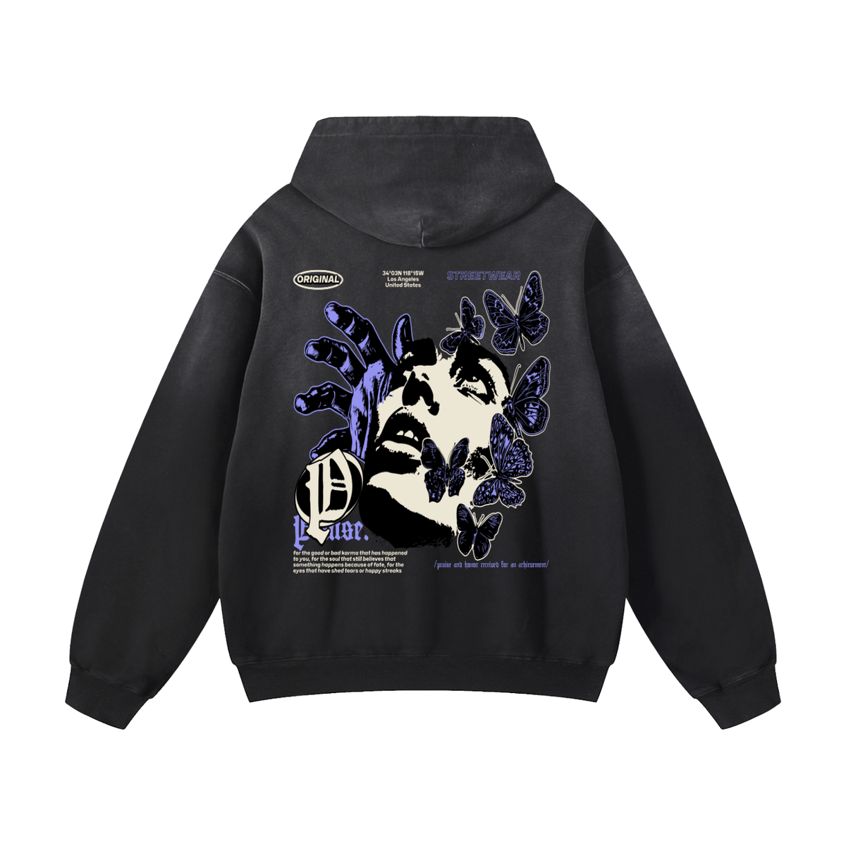 Black Sunfade Praise Heavyweight Oversized Hoodie