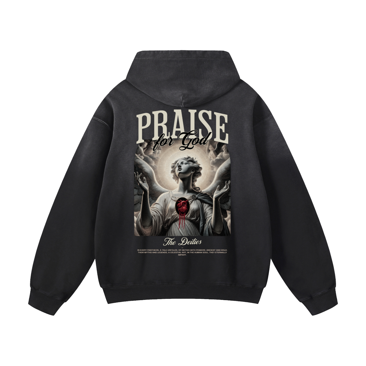 Black Sunfade Praise the Rave Heavyweight Oversized Hoodie