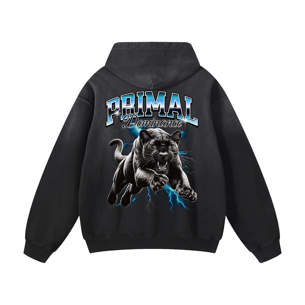 Black Sunfade Primal Dominance Heavyweight Oversized Hoodie