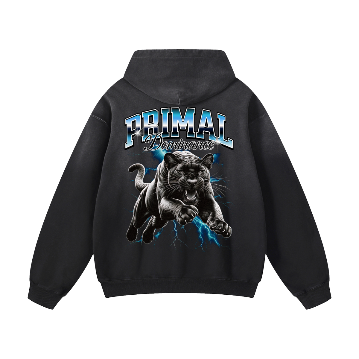 Black Sunfade Primal Dominance Heavyweight Oversized Hoodie