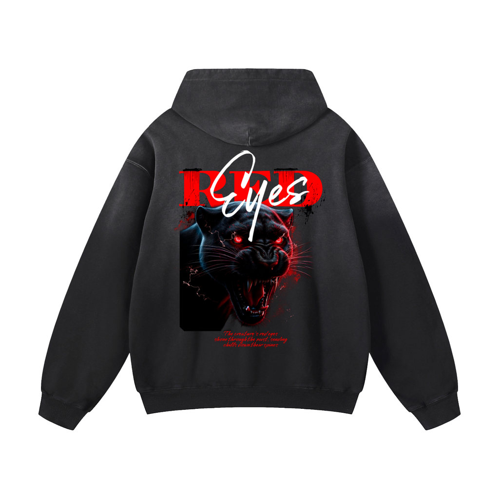 Black Sunfade Red Eyes Heavyweight Oversized Hoodie