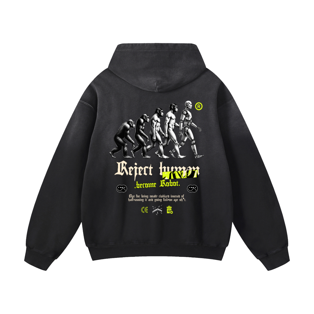 Black Sunfade Reject Human Heavyweight Oversized Hoodie