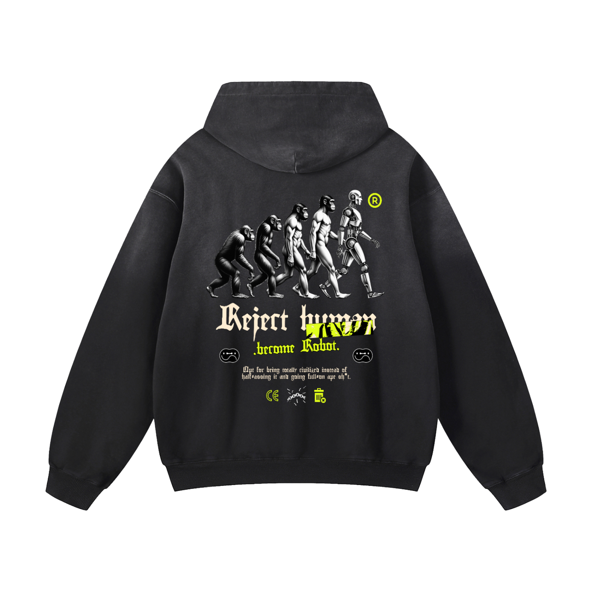 Black Sunfade Reject Human Heavyweight Oversized Hoodie