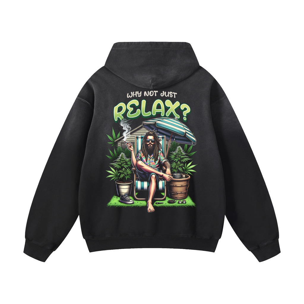 Black Sunfade Relax Heavyweight Oversized Hoodie