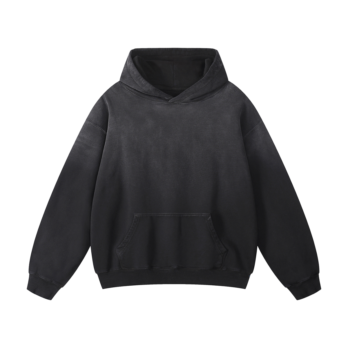 Black Sunfade Retro Cross Heavyweight Oversized Hoodie