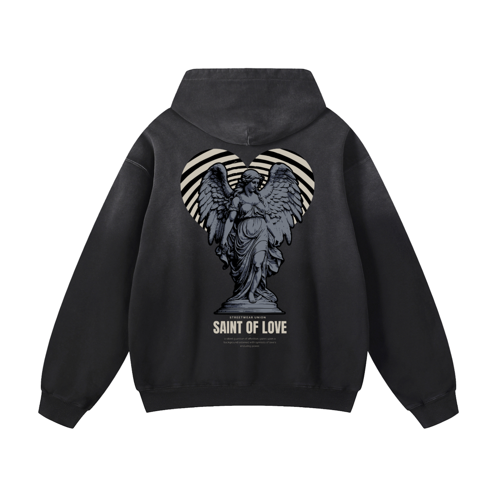 Black Sunfade Saint Of Love Heavyweight Oversized Hoodie