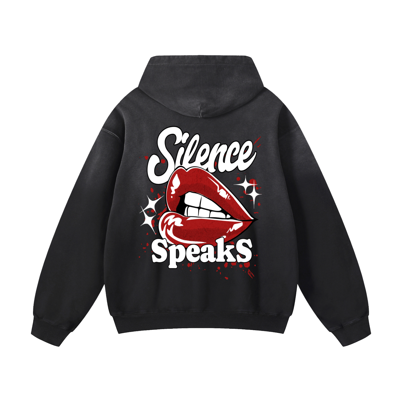 Black Sunfade Silence Speaks Heavyweight Oversized Hoodie