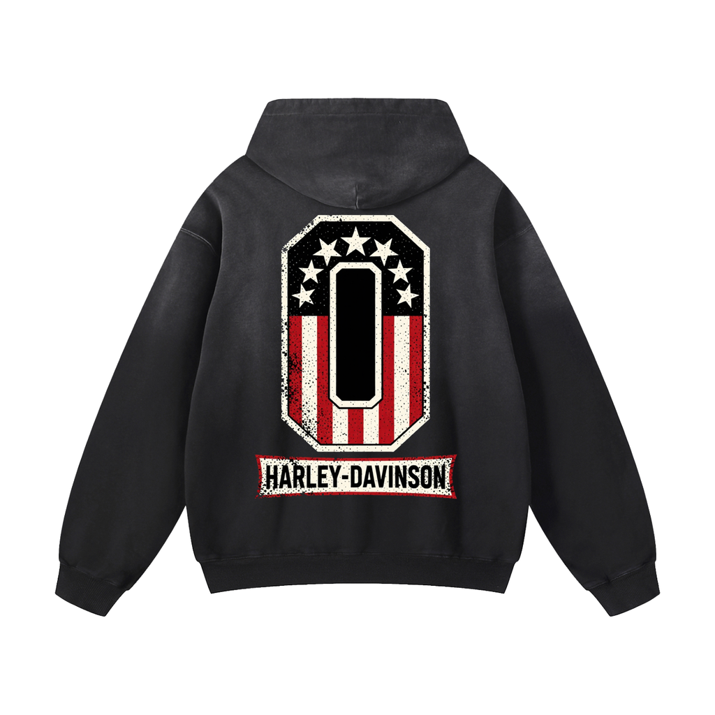 Black Sunfade State Seal Heavyweight Oversized Hoodie