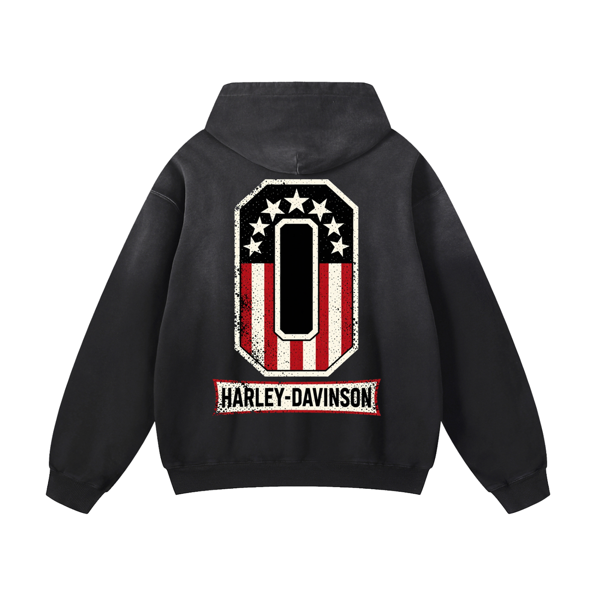 Black Sunfade State Seal Heavyweight Oversized Hoodie