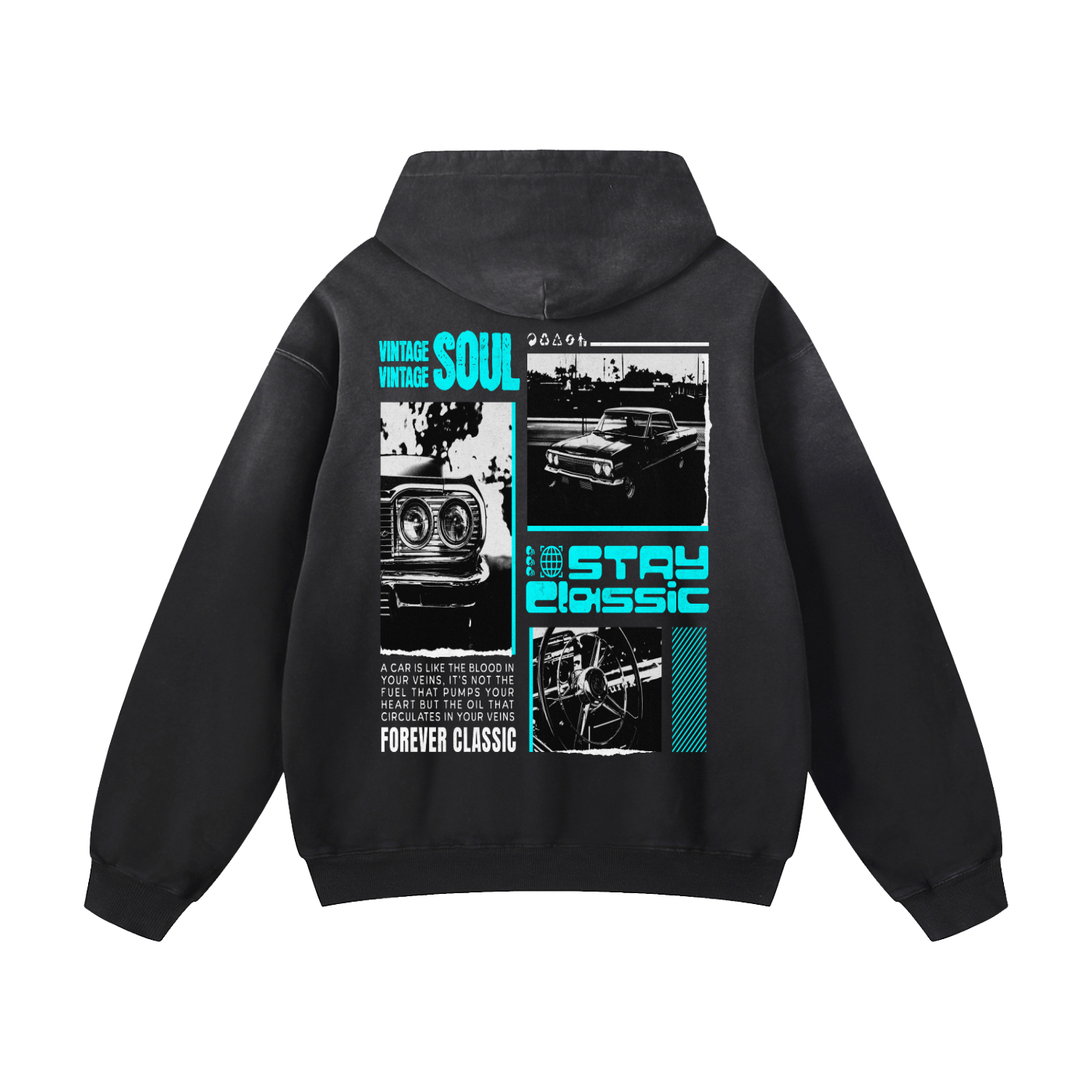 Black Sunfade Stay Classic Heavyweight Oversized Hoodie