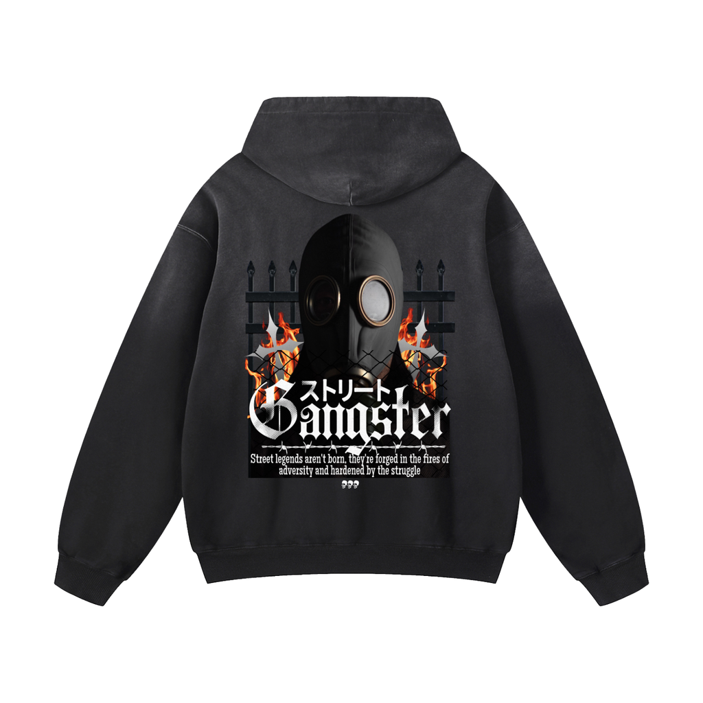 Black Sunfade Street Gangster Heavyweight Oversized Hoodie