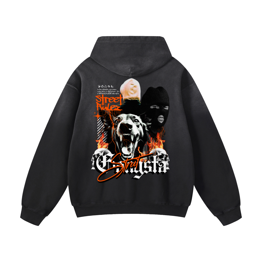 Black Sunfade Street Gangster Heavyweight Oversized Hoodie