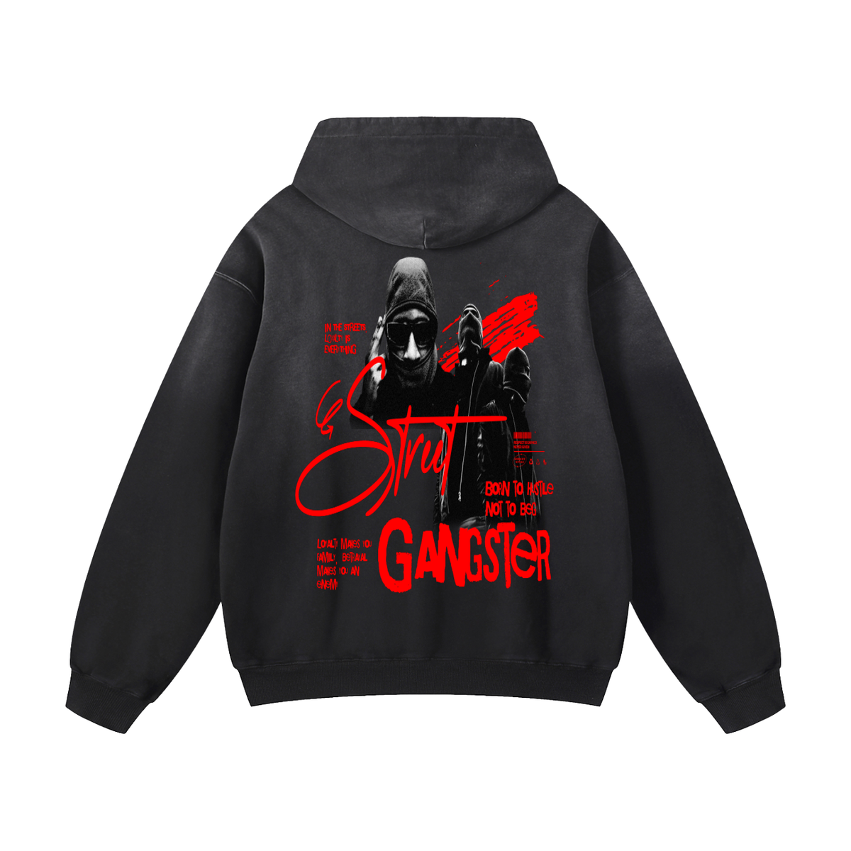 Black Sunfade Street Gangster Heavyweight Oversized Hoodie