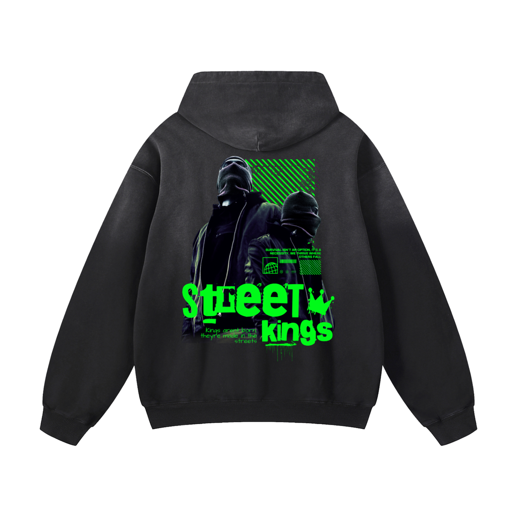 Black Sunfade Street King Heavyweight Oversized Hoodie