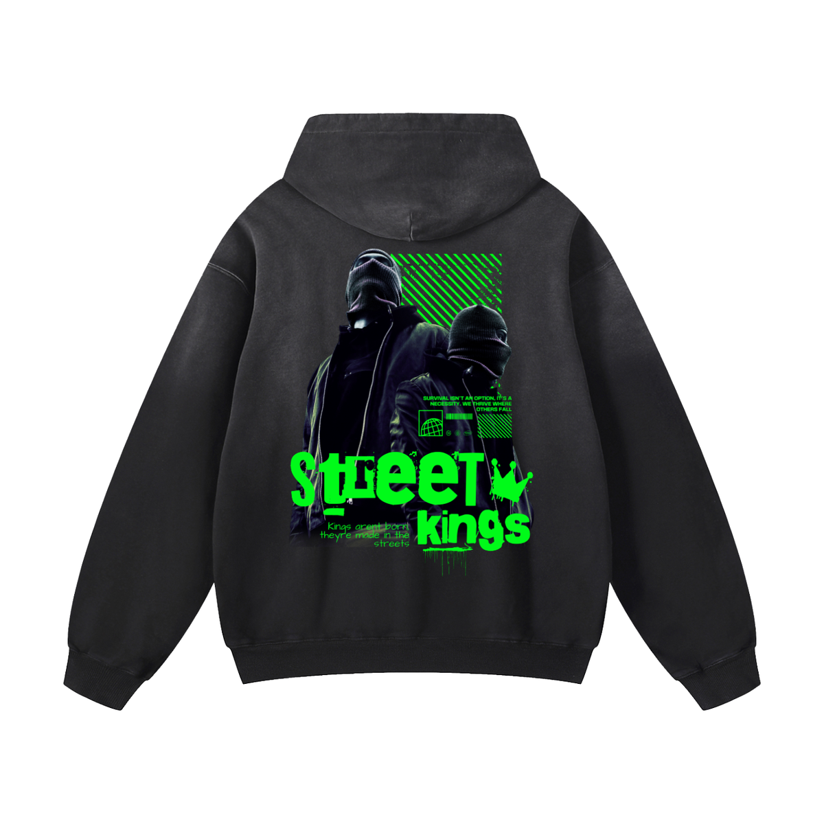Black Sunfade Street King Heavyweight Oversized Hoodie
