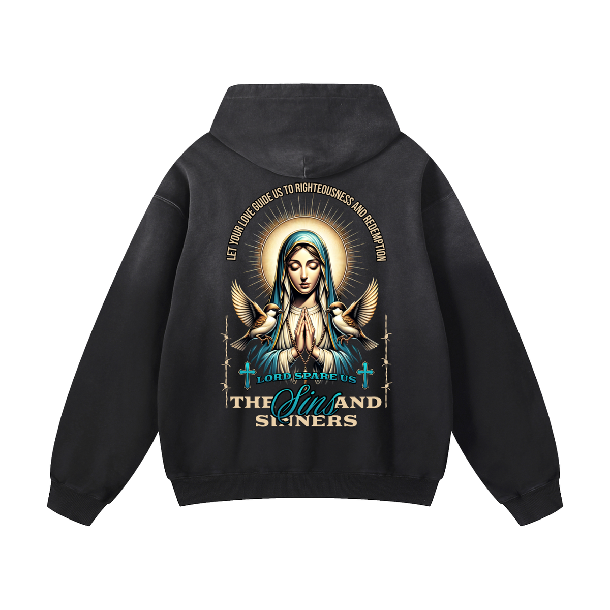 Black Sunfade The Sins And Sinners Heavyweight Oversized Hoodie