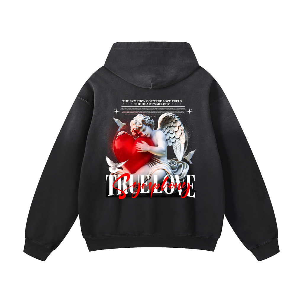 Black Sunfade True Love Symphony Heavyweight Oversized Hoodie