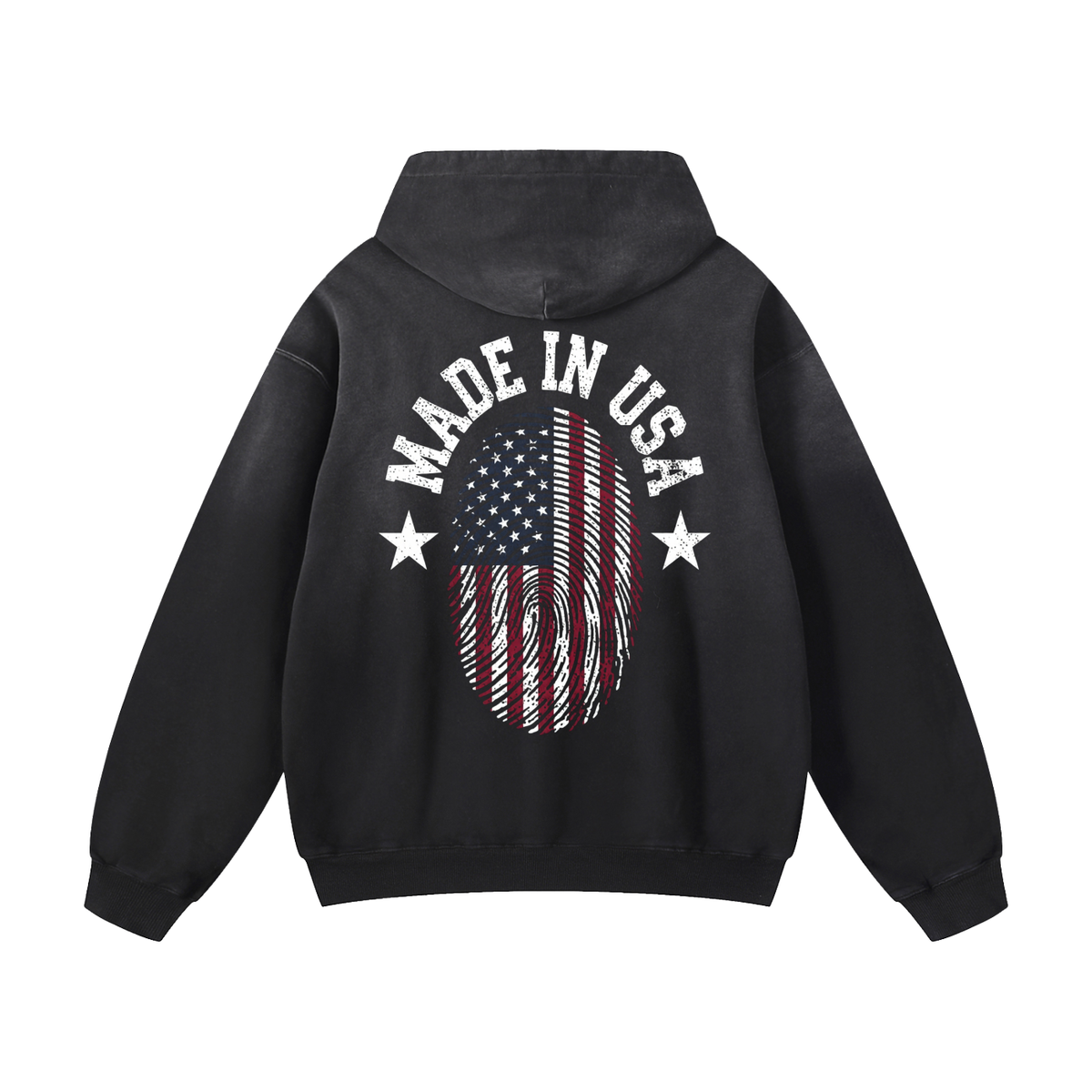 Black Sunfade US Identity Heavyweight Oversized Hoodie