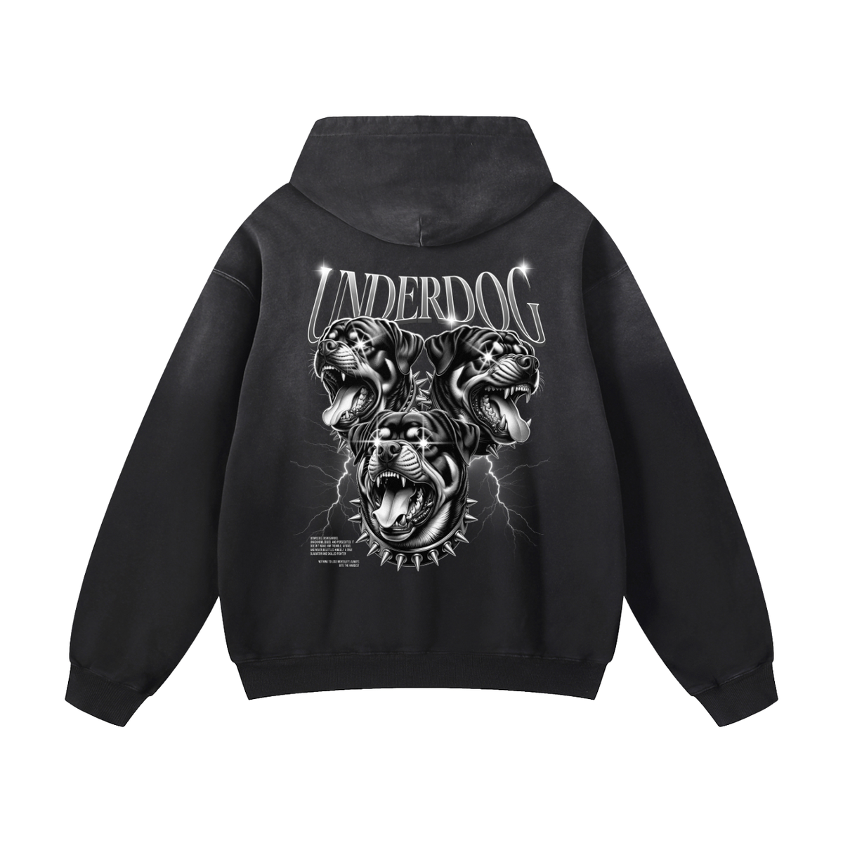 Black Sunfade Underdog Heavyweight Oversized Hoodie