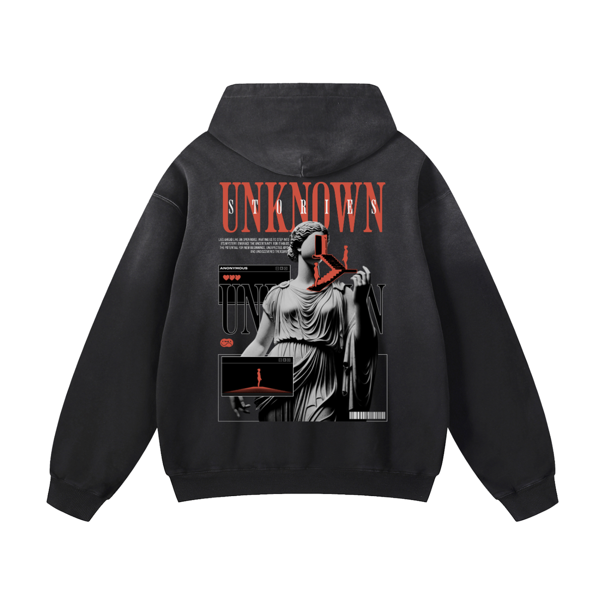 Black Sunfade Unknown Stories Heavyweight Oversized Hoodie