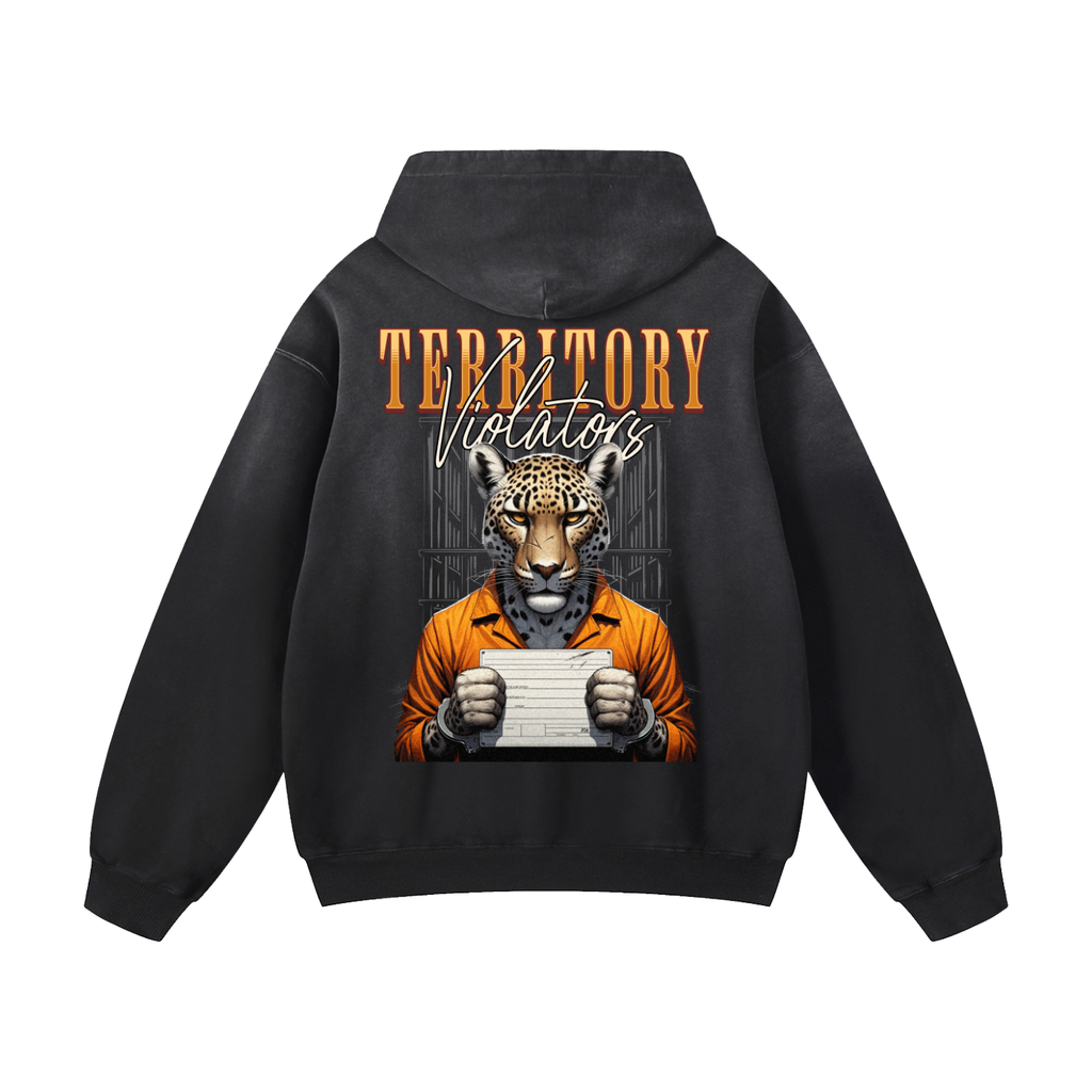 Black Sunfade Violators Territory Heavyweight Oversized Hoodie